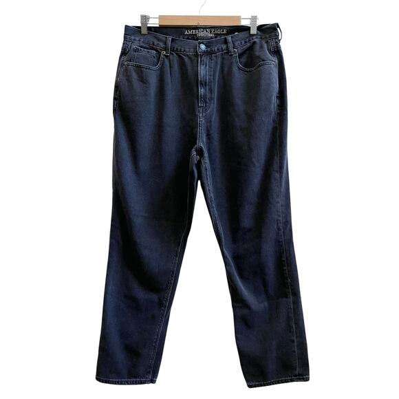 American Eagle Black Wash Stretch Mom Size 16R Jean 26 Inch Inseam - Picture 2 of 10